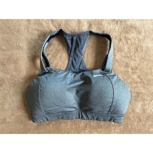 Brooks Sports Bra Women Size 32D Gray Racerback Crisscross Back Support